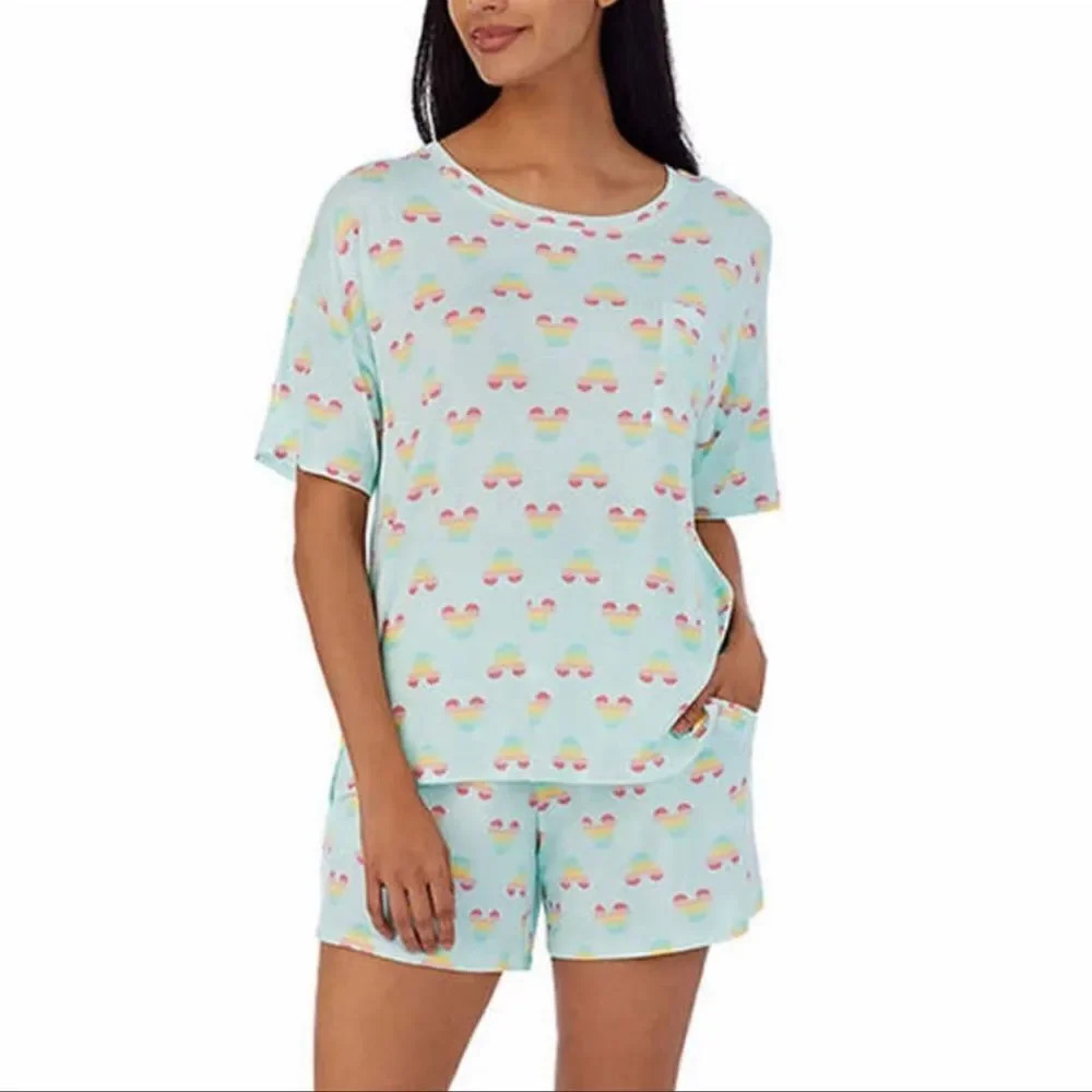Disney Women's 2 Piece Short Sleeve Shirt & Short Pajama Set